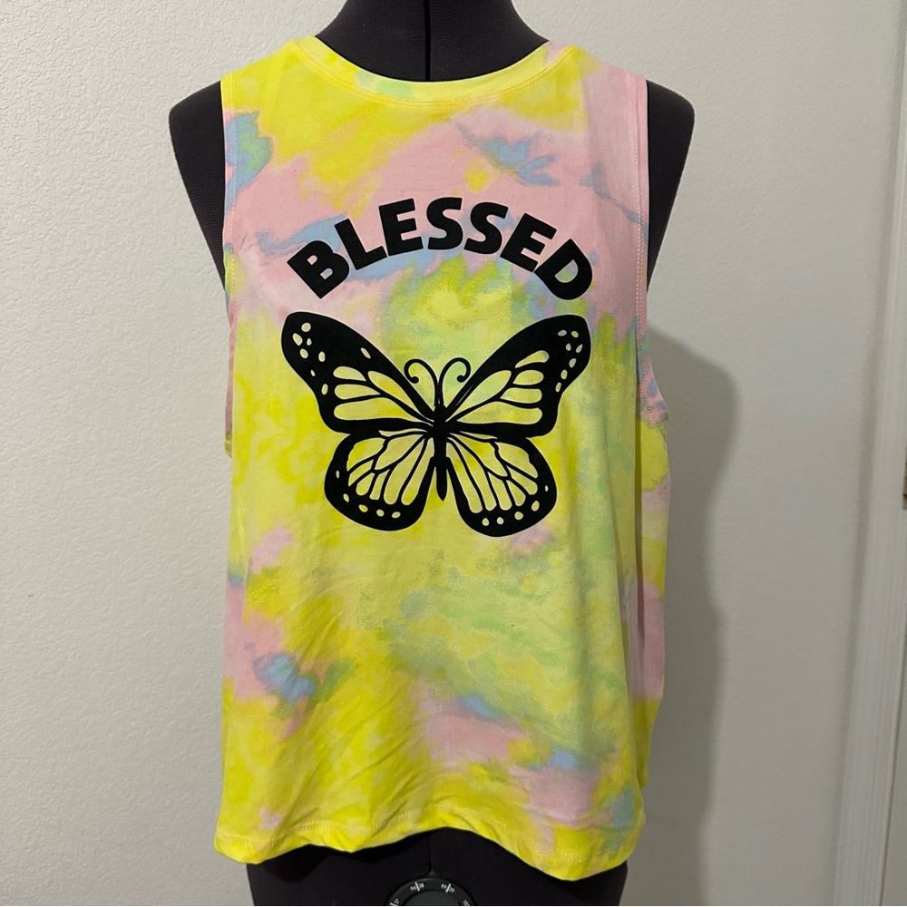NOBO Tie-Dye Sleeveless Top and Bralette Butterfly Print Size Large (11-13)